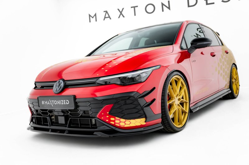 Maxton Front Ansatz V.1 VW Golf GTI Clubsport Mk8 Facelift schwarz Hochglanz VW-GO-8F-GTI-CS-FD1-G