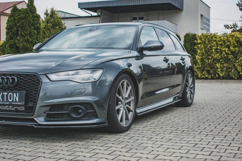 Maxton Seitenschweller Ansatz Cup Audi S6 / A6 S-Line C7 FL  schwarz Hochglanz AU-S6-C7F-SD1-G