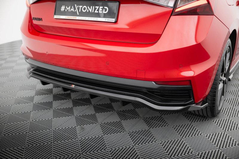 Maxton Mittlerer Cup Diffusor Heck Ansatz Skoda Fabia Monte Carlo Mk4 schwarz Hochglanz SK-FA-4-MC-RD1G+RD2-G