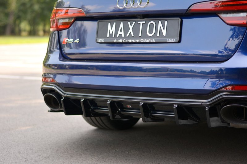 Maxton Diffusor Heck Ansatz für Audi RS4 B9 Avant schwarz Hochglanz AU-RS4-B9-AV-RS1-G