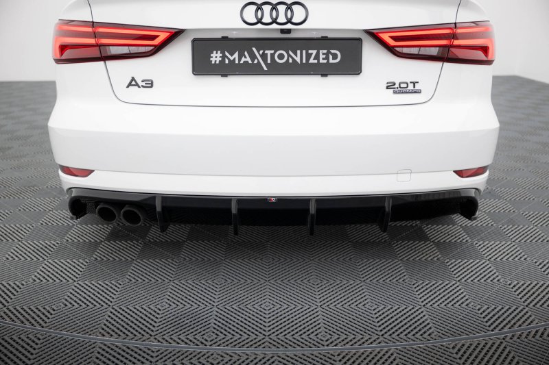 Maxton Diffusor Heck Ansatz Audi A3 Limousine 8V Facelift (Version mit einseitigem Doppelauspuffendrohr) AU-A3-8VF-S-RS1GOO_