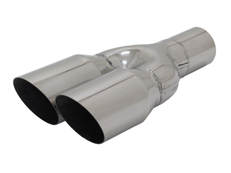 Auspuff Endrohr zum Anschweißen Edelstahl Y 2x76mm MS-Design mit ABE 2X763004