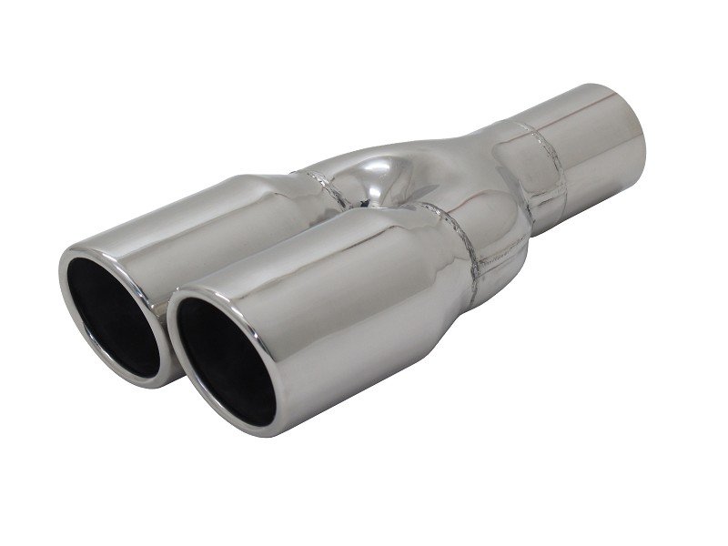 Auspuff Endrohr zum Anschweißen Edelstahl Y 2x76mm SR-Design mit ABE 2X763005