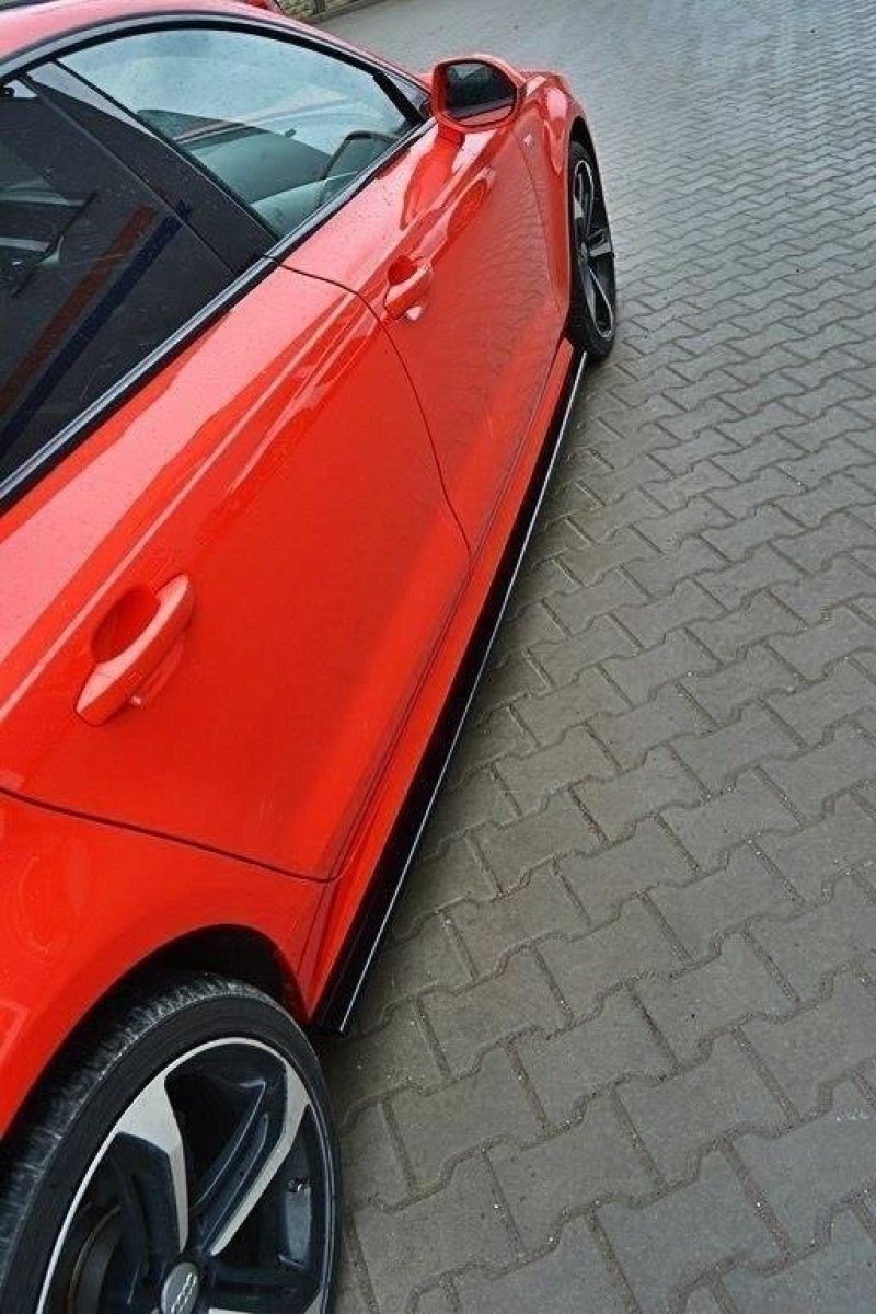 Maxton Seitenschweller Ansatz für Audi S7 / A7 S-Line C7 FL schwarz Hochglanz AU-A7-1F-SLINE-SD1-G