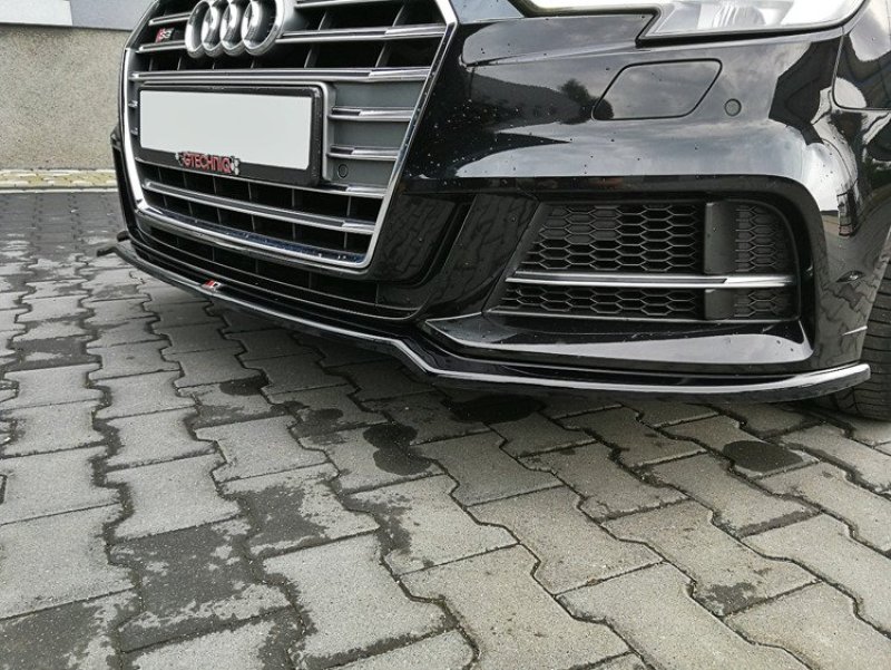 Maxton Front Ansatz V.2 für Audi S3 / A3 S-Line 8V FL Limousine schwarz Hochglanz AU-S3-3F-FD2-G