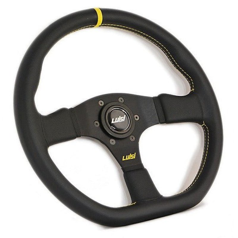 Luisi Stealth Corsa Sportlenkrad Leder schwarz / gelb leicht geschüsselt & TÜV Prüfbericht
