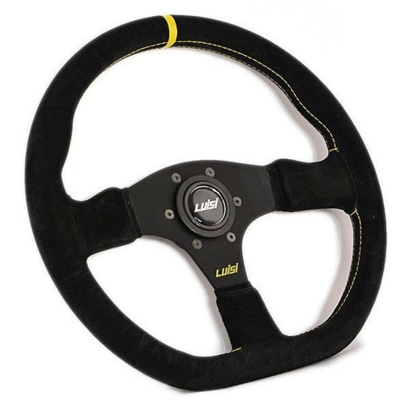 Luisi Stealth Corsa Sportlenkrad Wildleder schwarz / gelb leicht geschüsselt & TÜV Prüfbericht