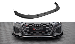Maxton Street Pro Front Ansatz für +Flaps für V.1 + Flaps Audi S3 / A3 S-Line 8Y schwarz Hochglanz AUA38YSLINECNC-FD1BRB+FSF1-G