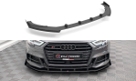 Maxton Street Pro Front Ansatz für +Flaps für V.1 + Flaps Audi S3 / A3 S-Line Sportback 8V Facelift schwarz Hochglanz AUS33FSBCNC-FD1B+FSF1-G