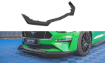 Maxton Street Pro Front Ansatz V.1 für  + Flaps Ford Mustang GT Mk6 Facelift schwarz Hochglanz FOMU6FGTCNC-FD1B+FSF1-G