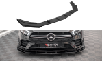 Maxton Street Pro Front Ansatz für +Flaps für + Flaps Mercedes A35 AMG / AMG-Line Aero Pack W177  schwarz Hochglanz MEA17735CNC-FD1BRB+FSF1-G