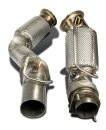 Friedrich Motorsport 2x80>>>65mm Downpipe mit 200 Zellen HJS Sport-Kat. Edelstahl 981371OT-DPKAHJS